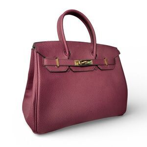 Plum Purple Pebbled Leather Bag